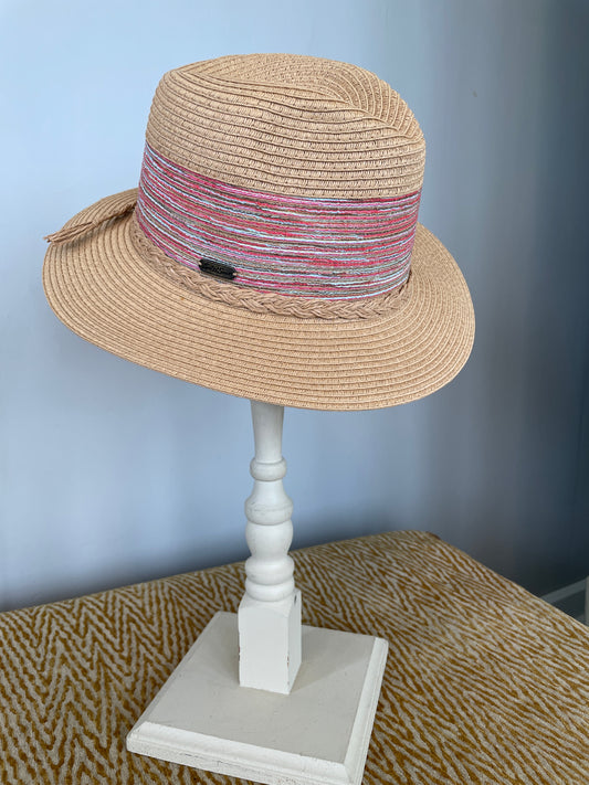 A195-2937B - 2.5” Brim Fedora Hat - Tan