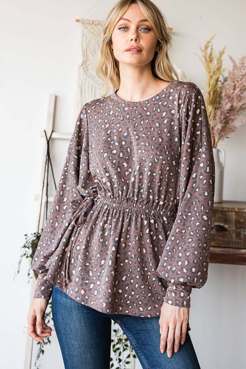 C090-T5575 - Ruffle Elastic Waist Side Tie Top
