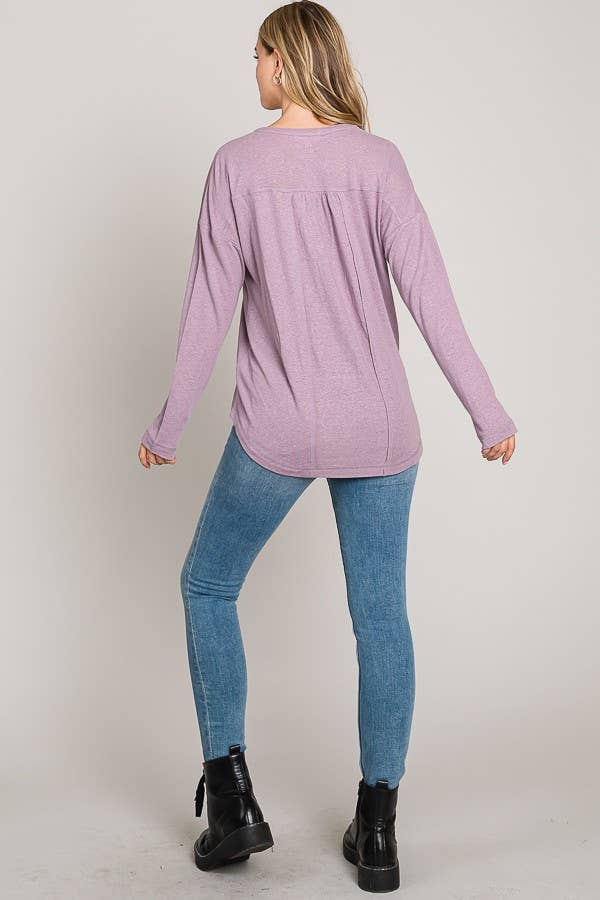 Long Sleeves Button Bib Henley Top
