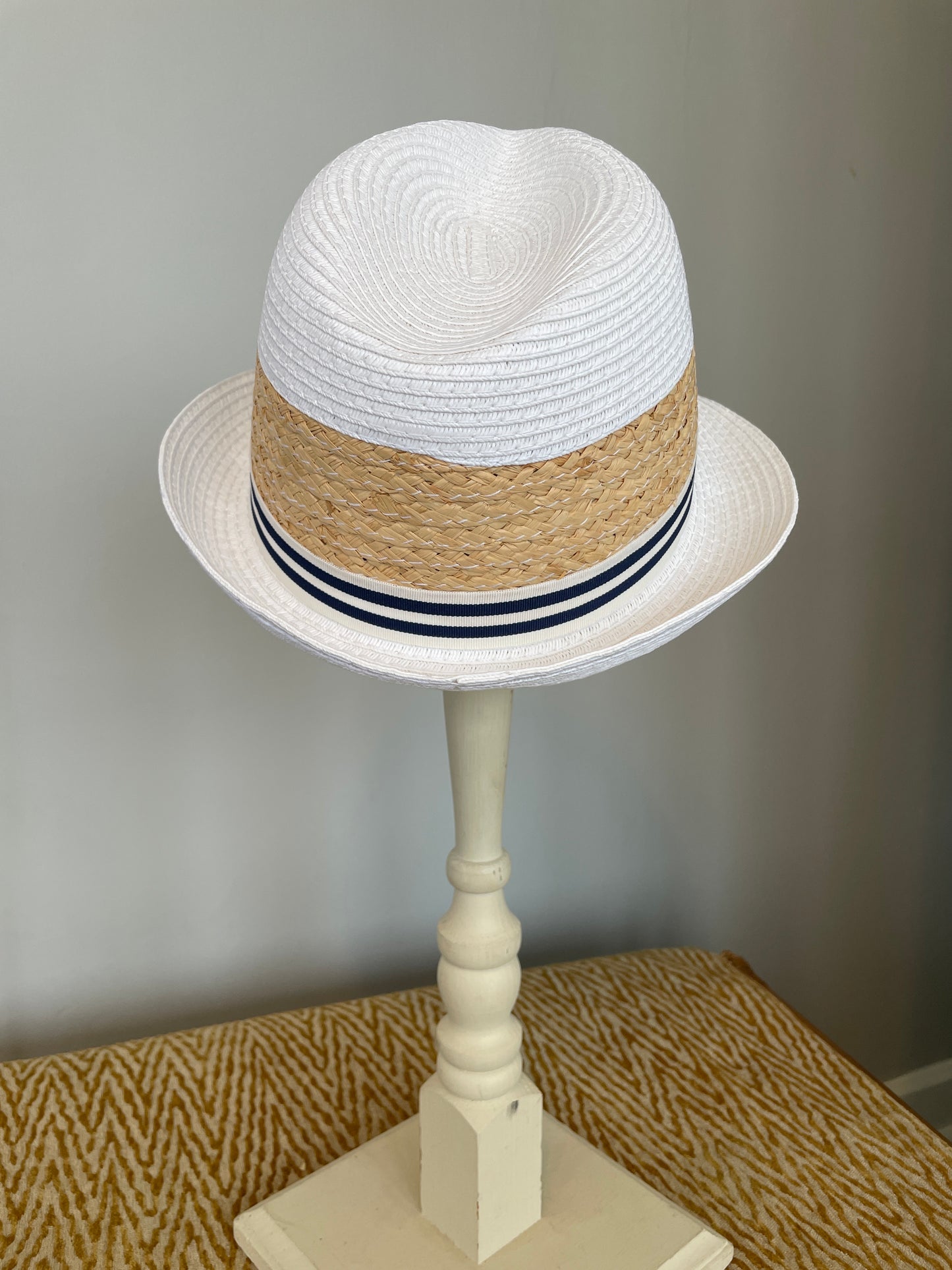 A195-2578A- 1.75” Brim Fedora Hat - White