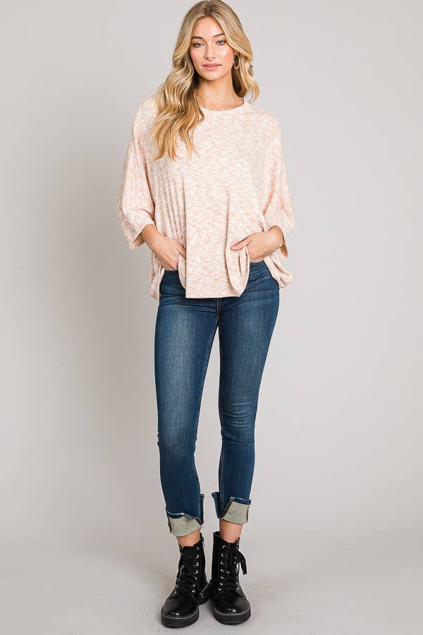 C090-T5941 - Bracelet Sleeves Oversize Cocoon Sweater Top