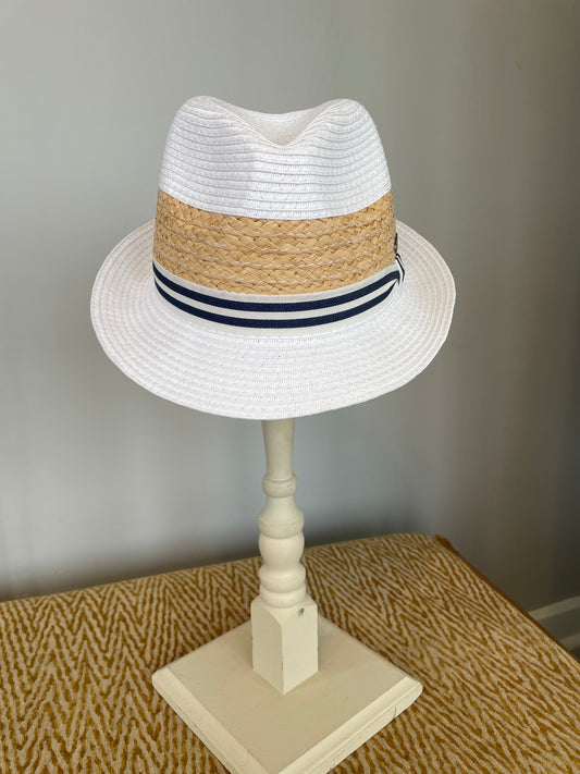 A195-2578A- 1.75” Brim Fedora Hat - White