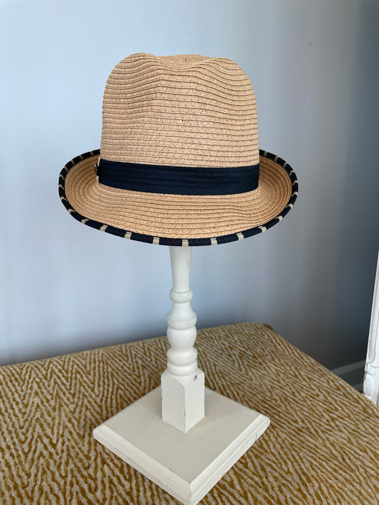 A195-3019B - 2” Brim Fedora Hat - Tan