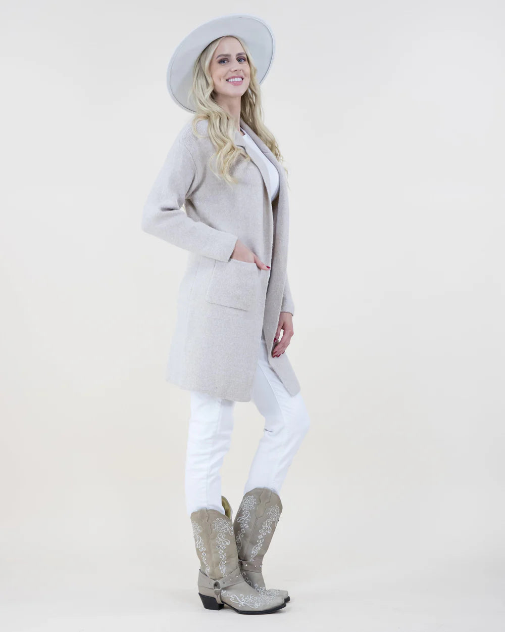 Heather Sweater Coatigan -Beige