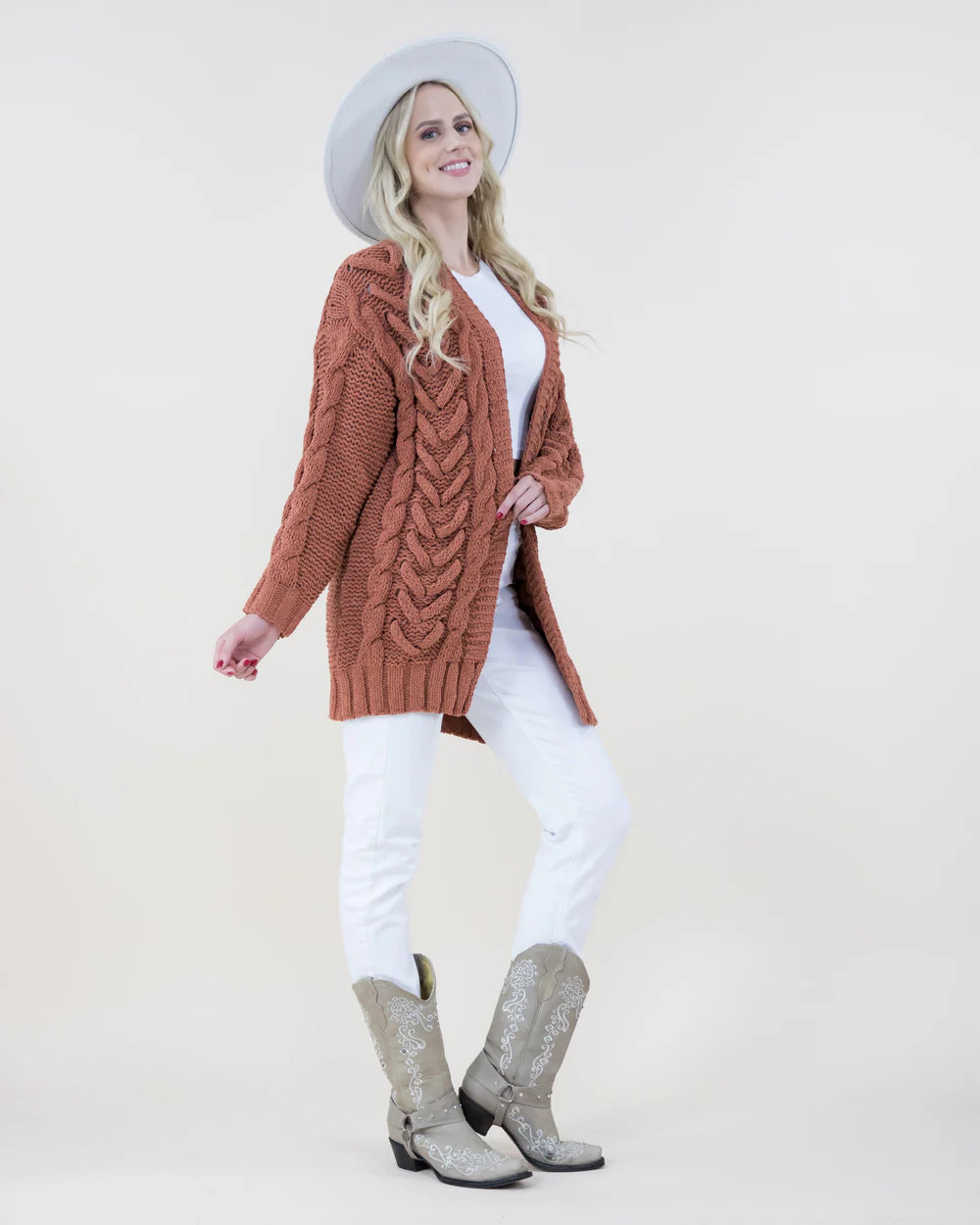 Knitted Cardigan -Rust