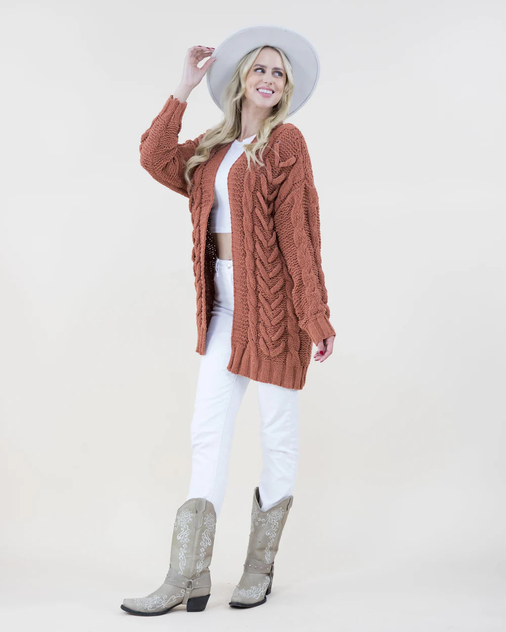 Knitted Cardigan -Rust