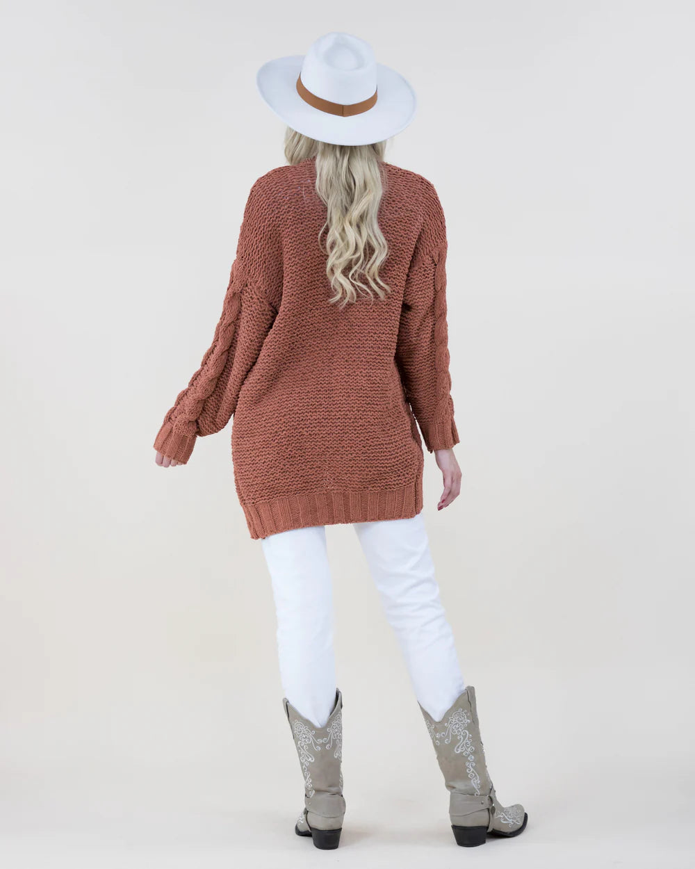 Knitted Cardigan -Rust