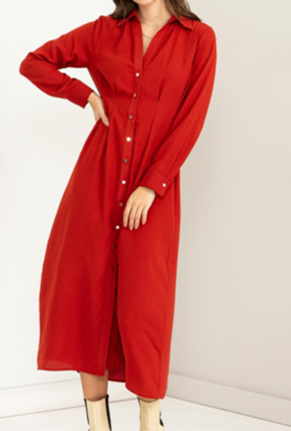 Dress Pleated - Burnt Orange