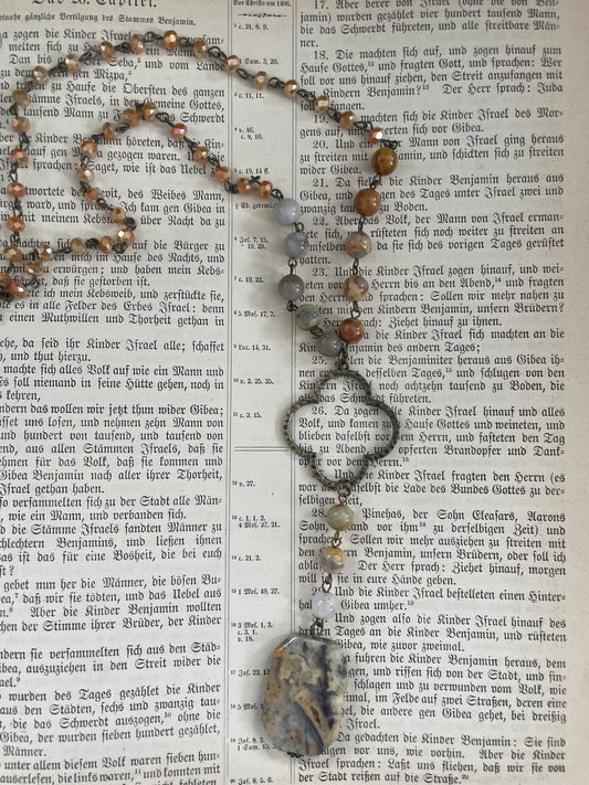 A503-2999NK Brown Stone Long Necklace