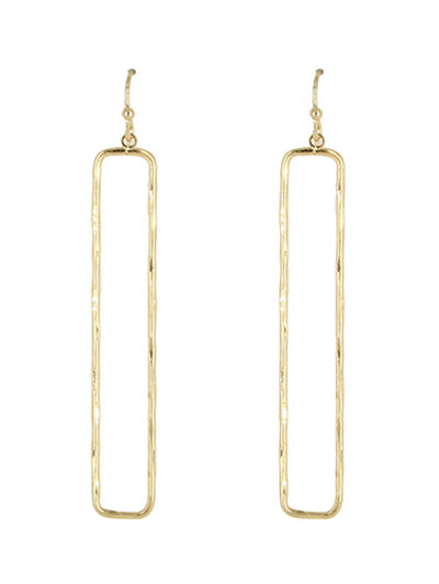 W400-E6444WGD - Rectangular Fish Hook Earrings