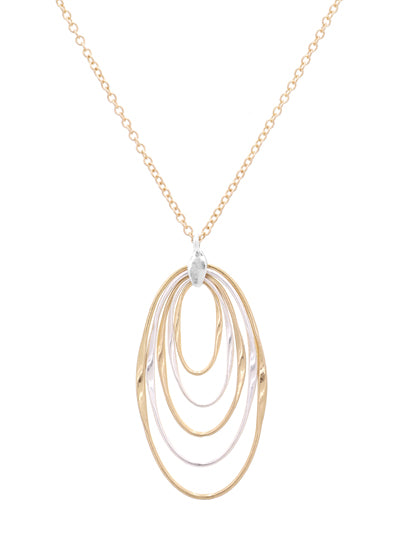 W400-HN4636WGWS - Multi Oval Rings Long Necklace