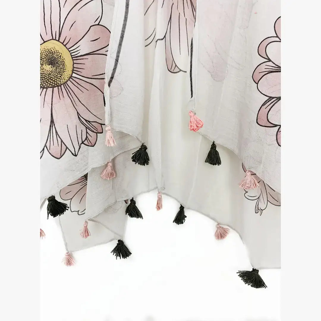 J450 - Handcrafted Tassel-Hem Floral Kimono