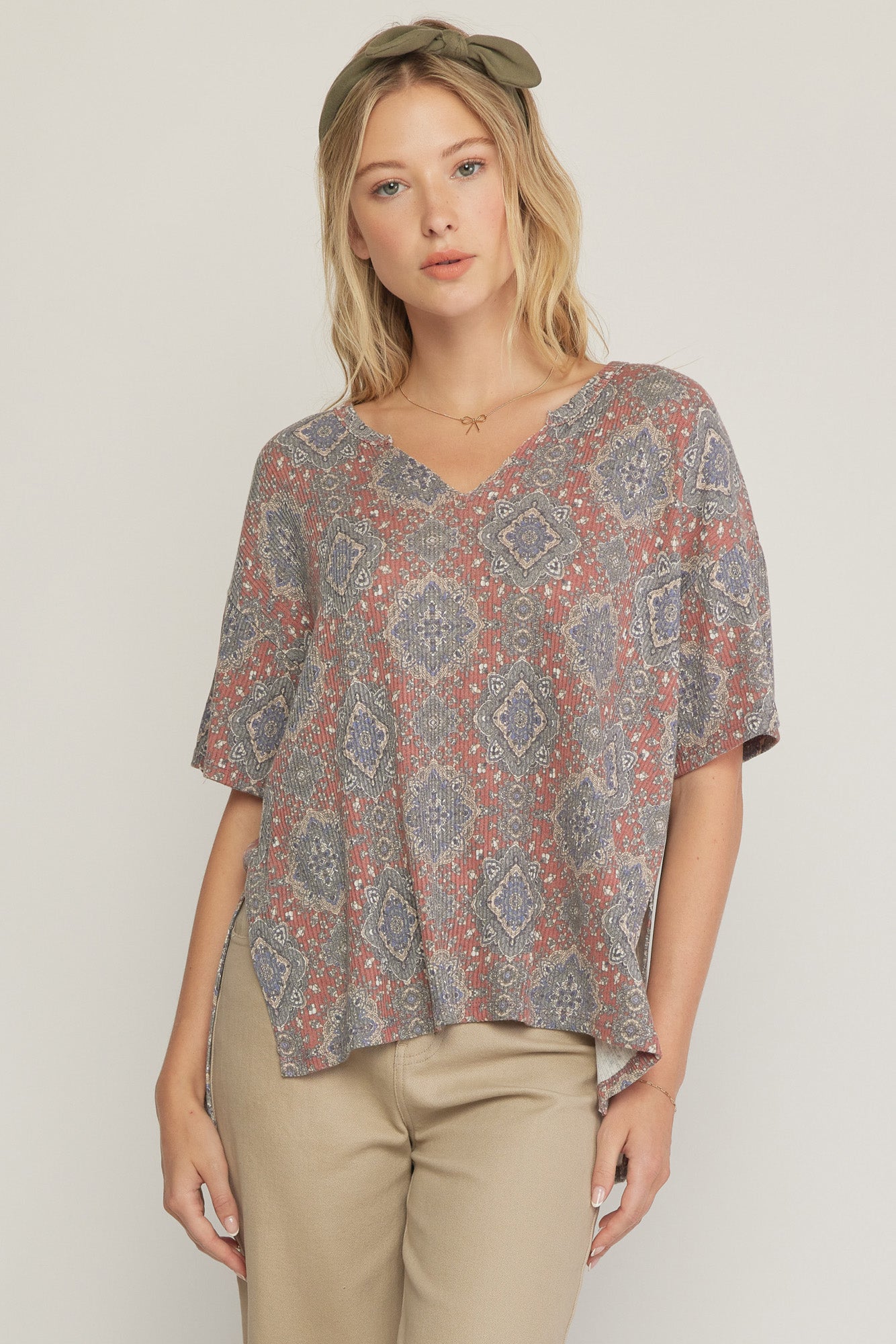 V-Neck Medallion Top