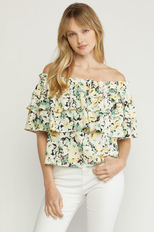 Off Shoulder Top- Sage