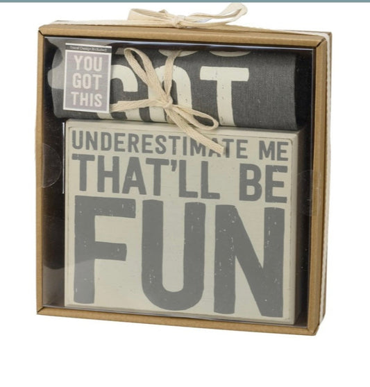 Box Sign & Towel Set - Fun