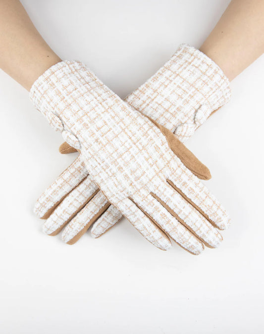 U900-12319BG Tweed Gloves - Beige