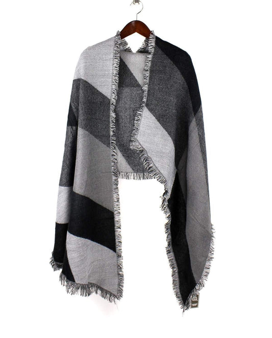 Diagonal Strip Shawl Scarf - Black