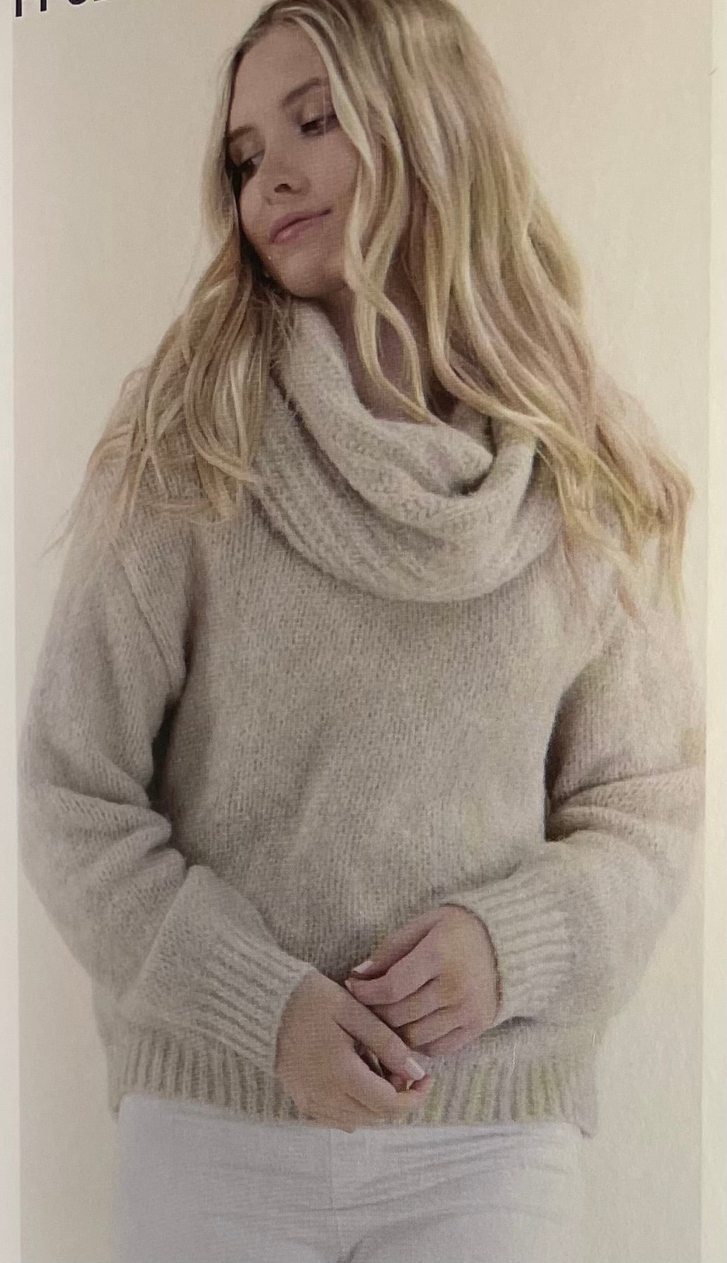 Cowl Neck Sweater-Beige