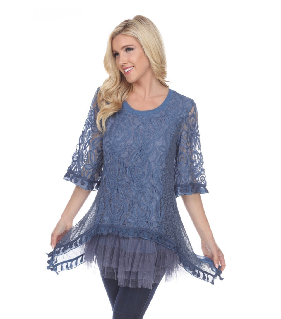 Layered Lace Tunic / Dress Blue