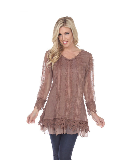 Layered Lace Top Heather Brown