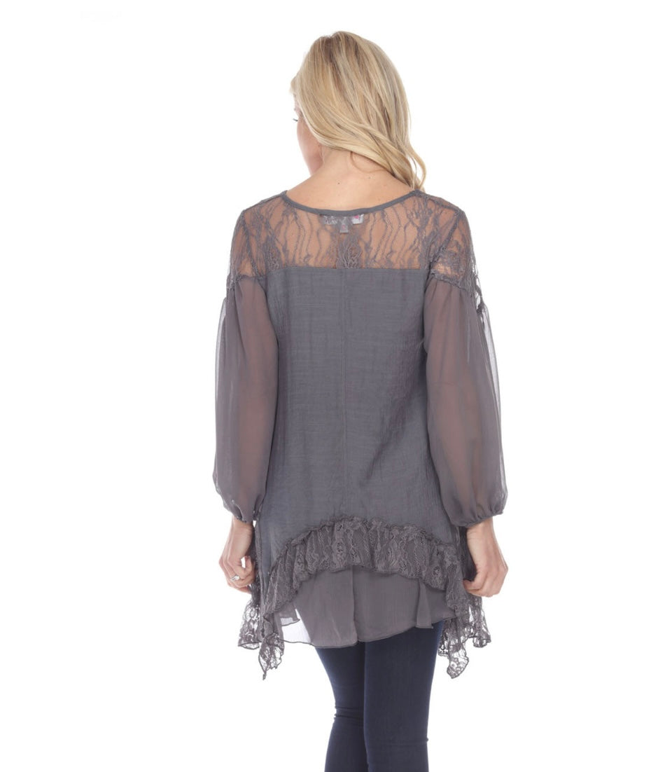 Layered Lace Top Grey