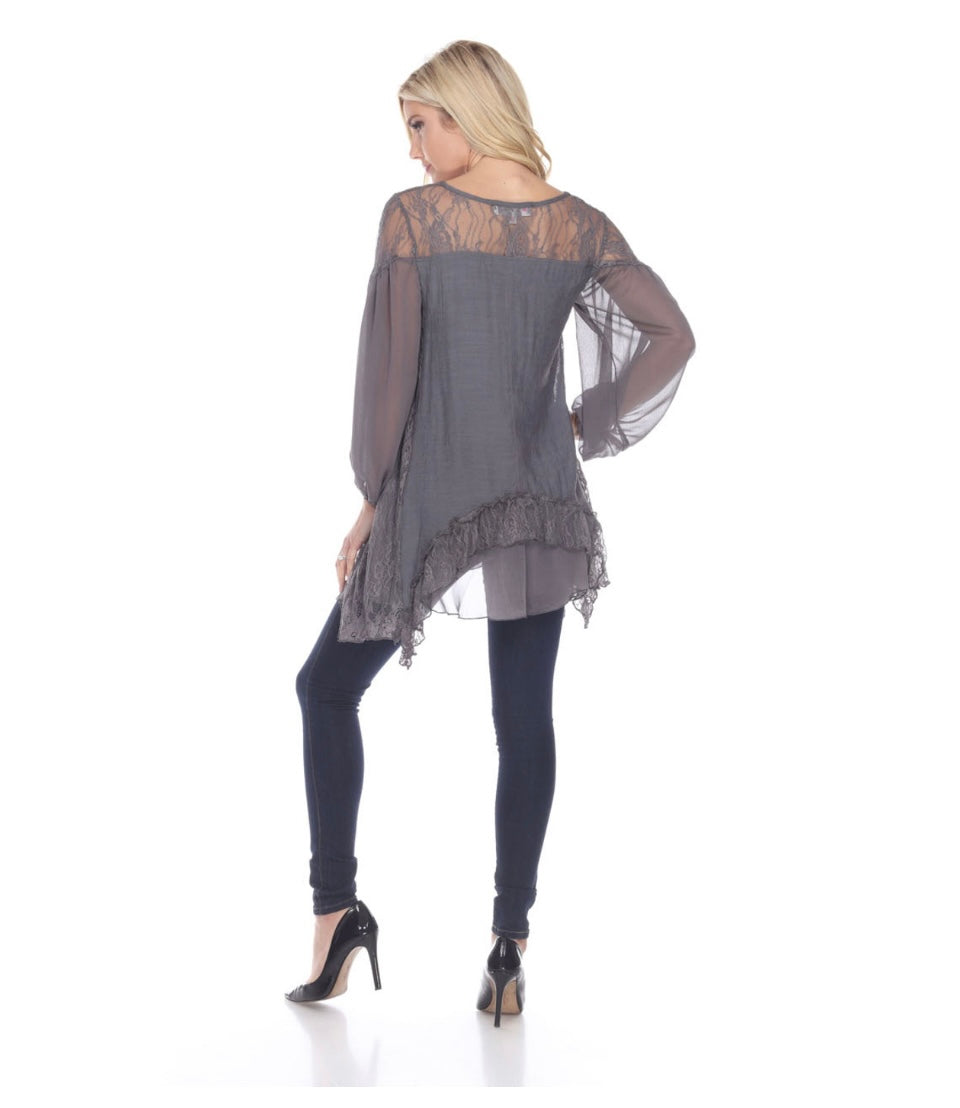 Layered Lace Top Grey