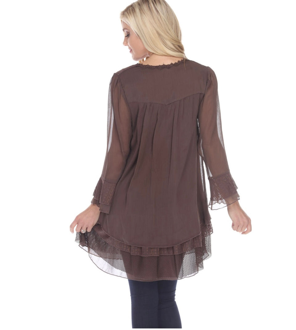 Lace Button Top Espresso