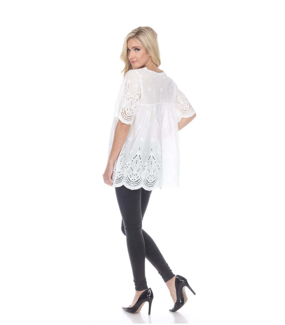 Eyelet Top- White