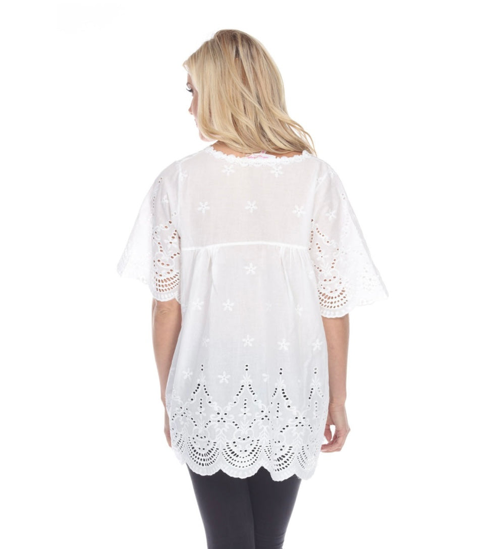 Eyelet Top- White