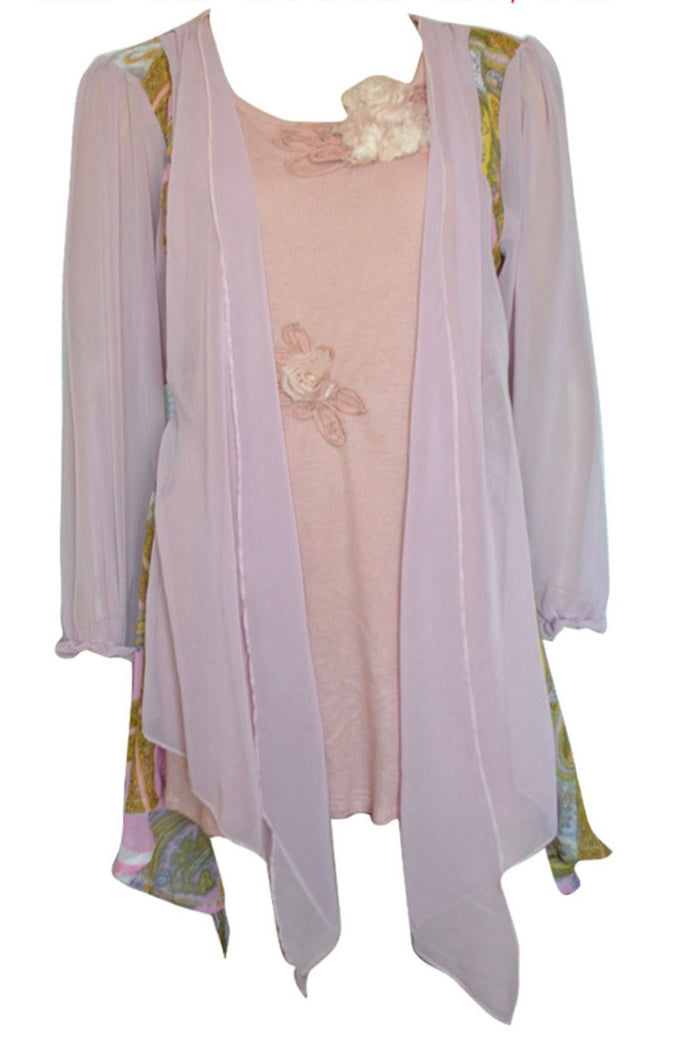 Sheer Sleeve Tunic- Rose