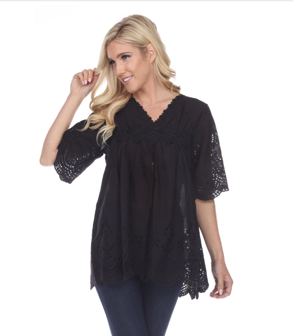 Eyelet Top- Black