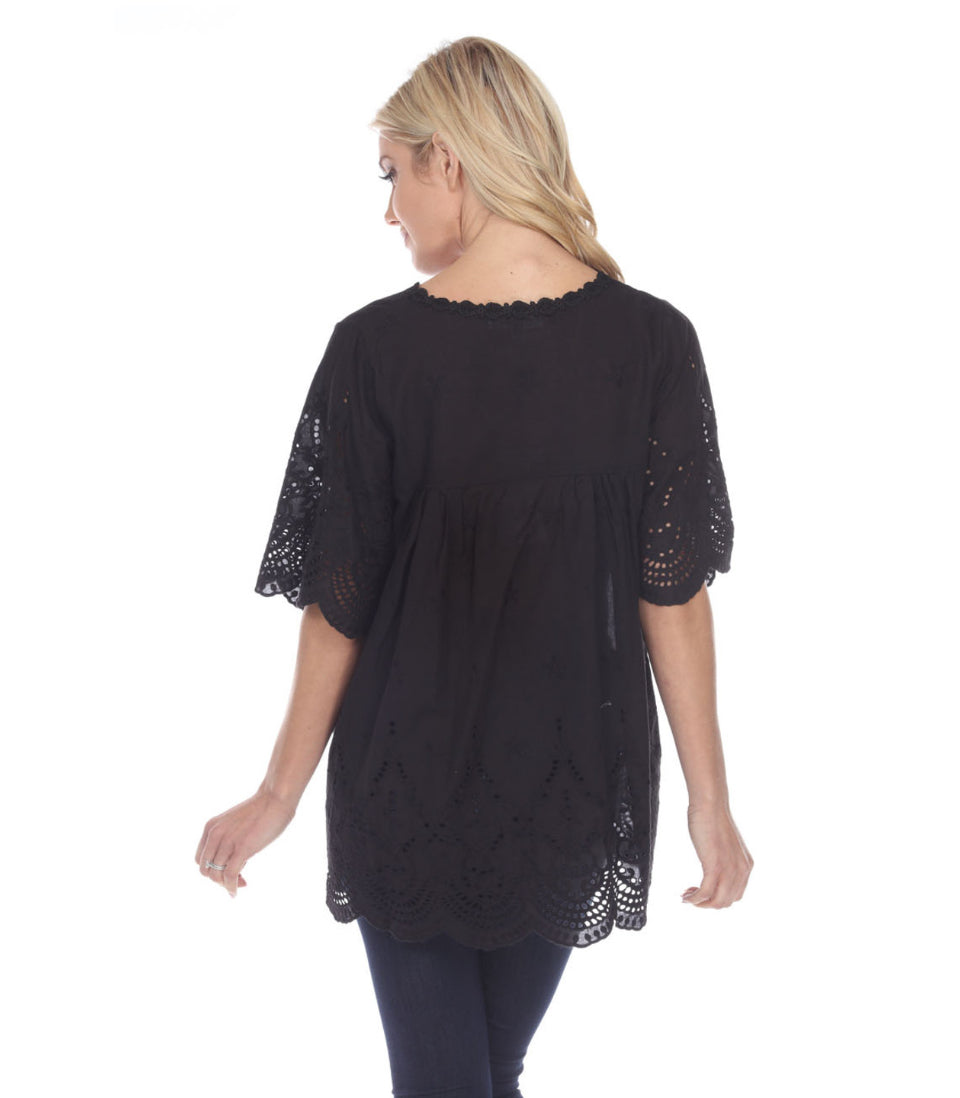 Eyelet Top- Black