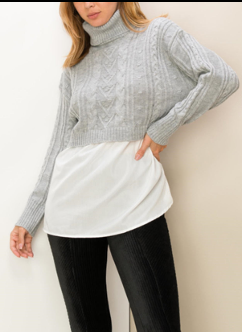 Cable Sweater - Grey