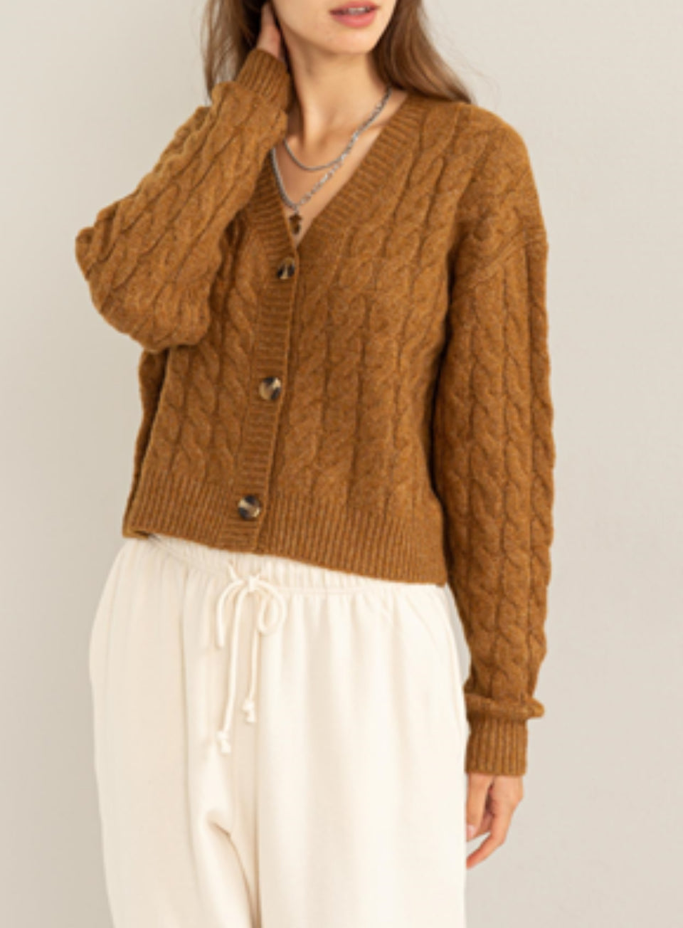 Cable Knit Cardigan - Amber