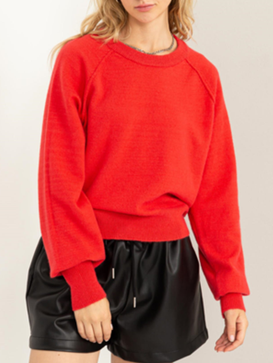 Crew Sweater - Dark Coral