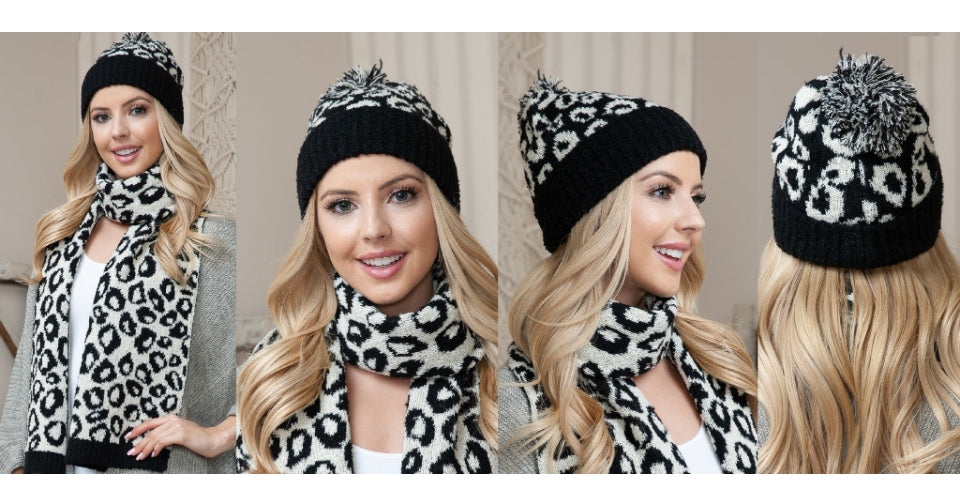 Leopard Beanie & Scarf