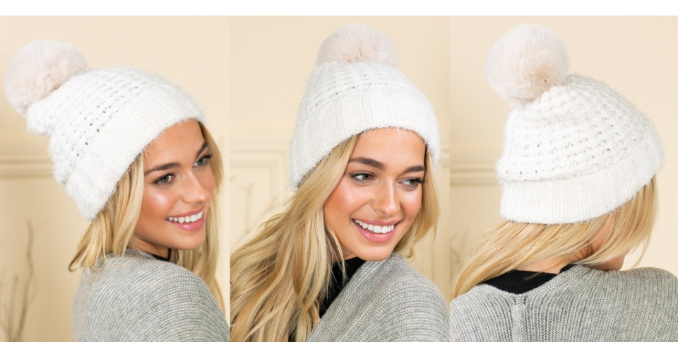 Beanie Pom Pom - Cream