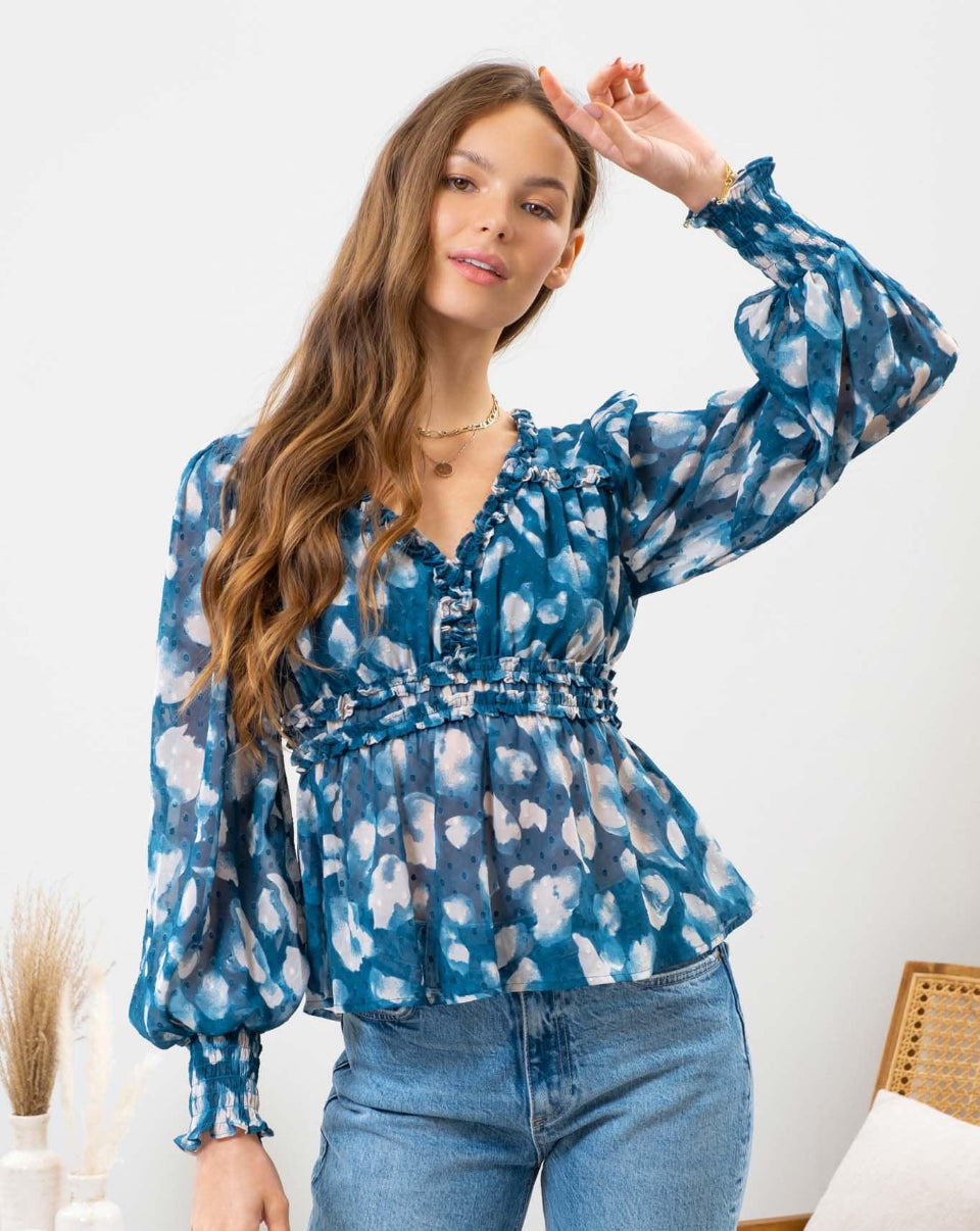 Empire Ruffle Top - Teal