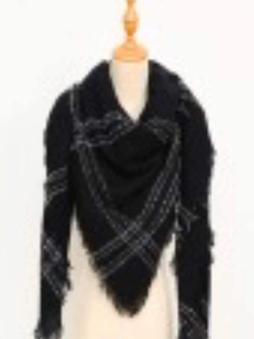 Black & Gold Plaid Scarf