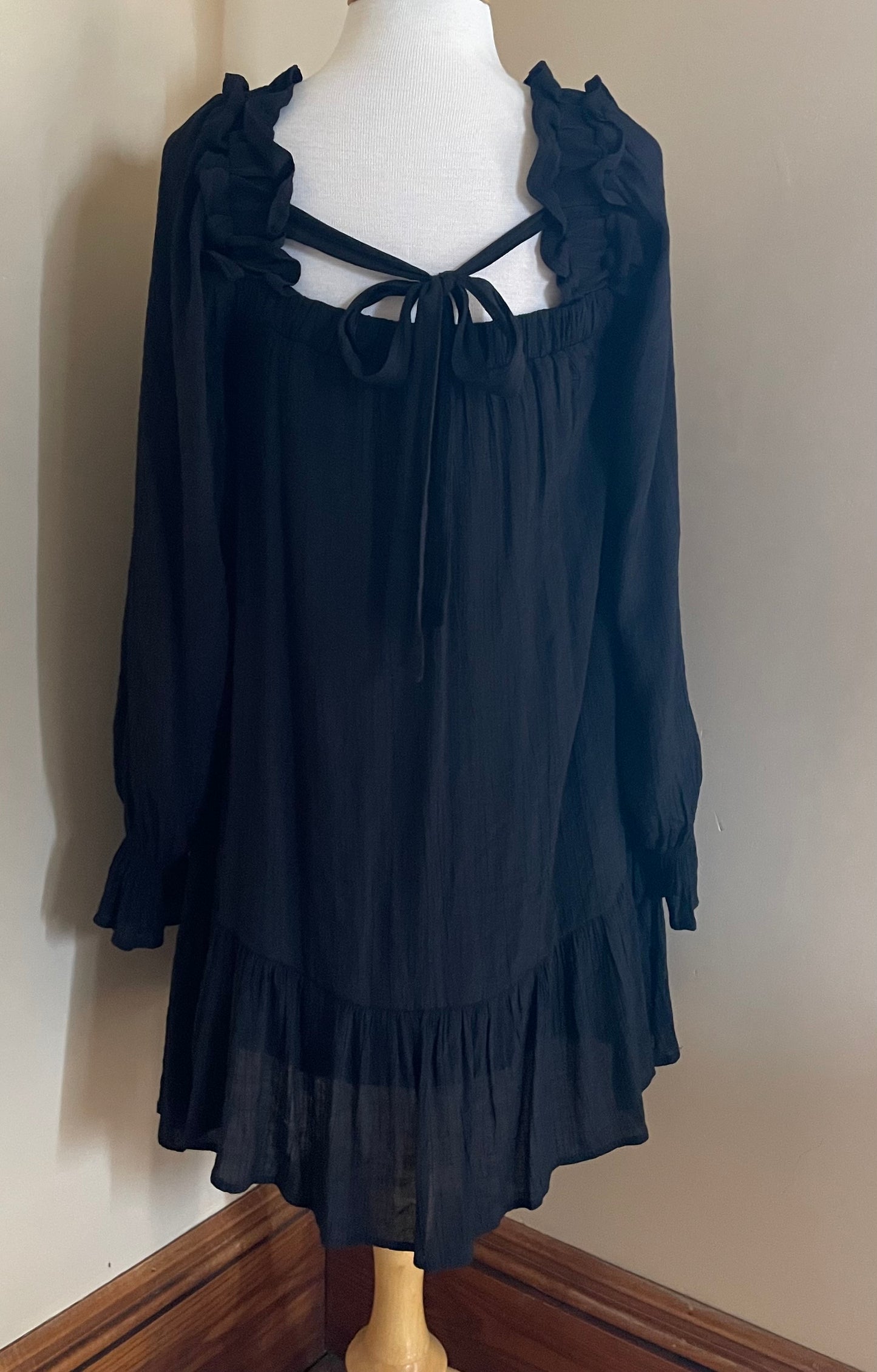 Square Neck Dress - Black