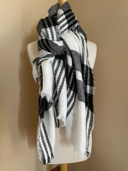 Black & White Plaid Scarf