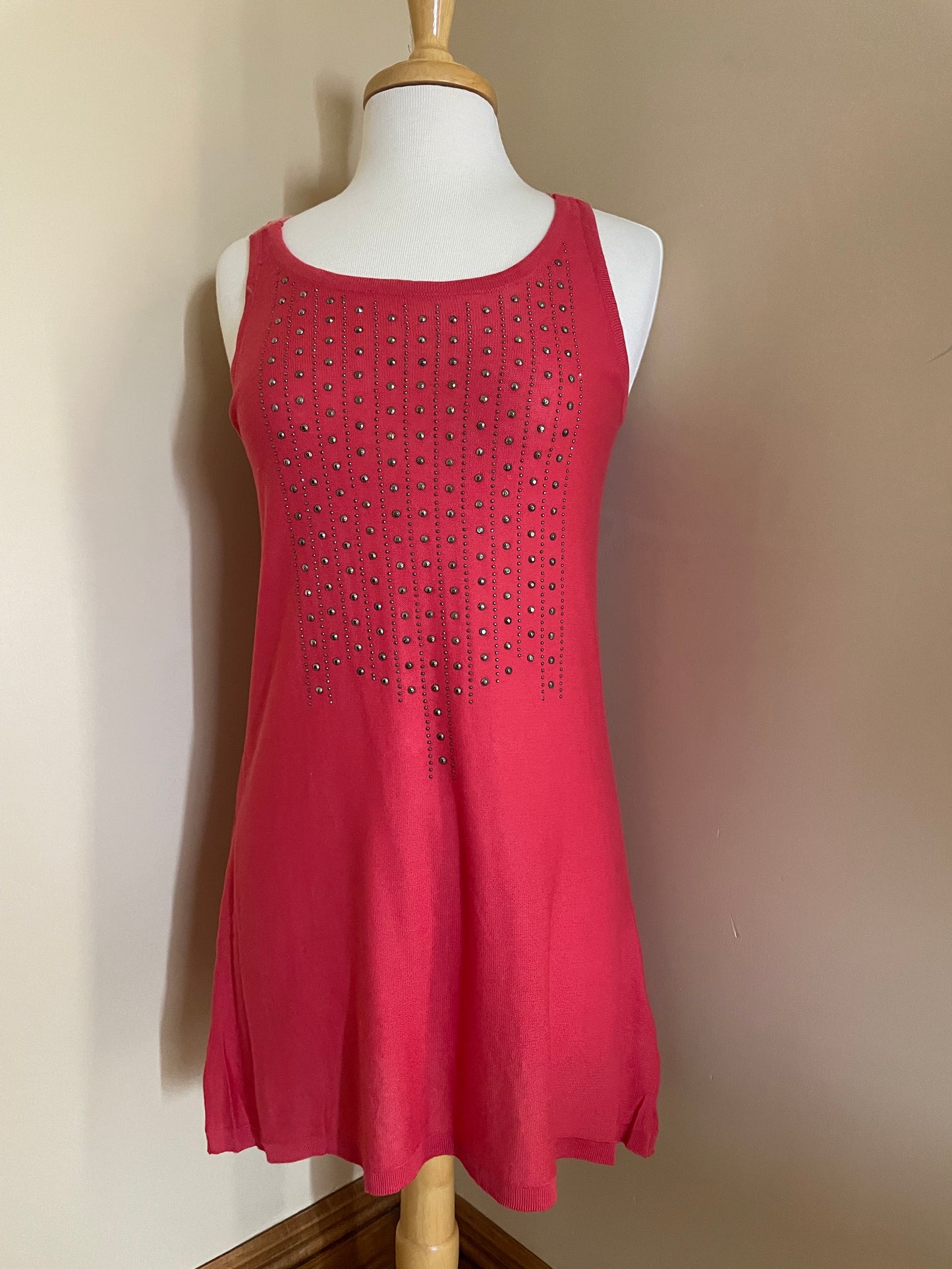 Beaded Lace Tank - Coral