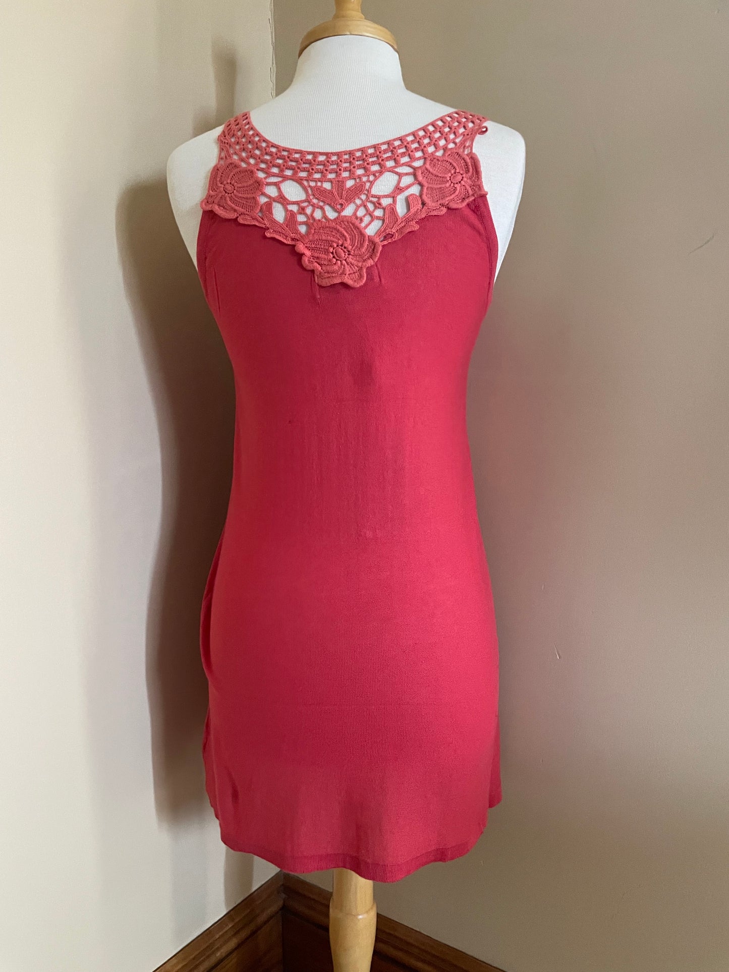 Beaded Lace Tank - Coral