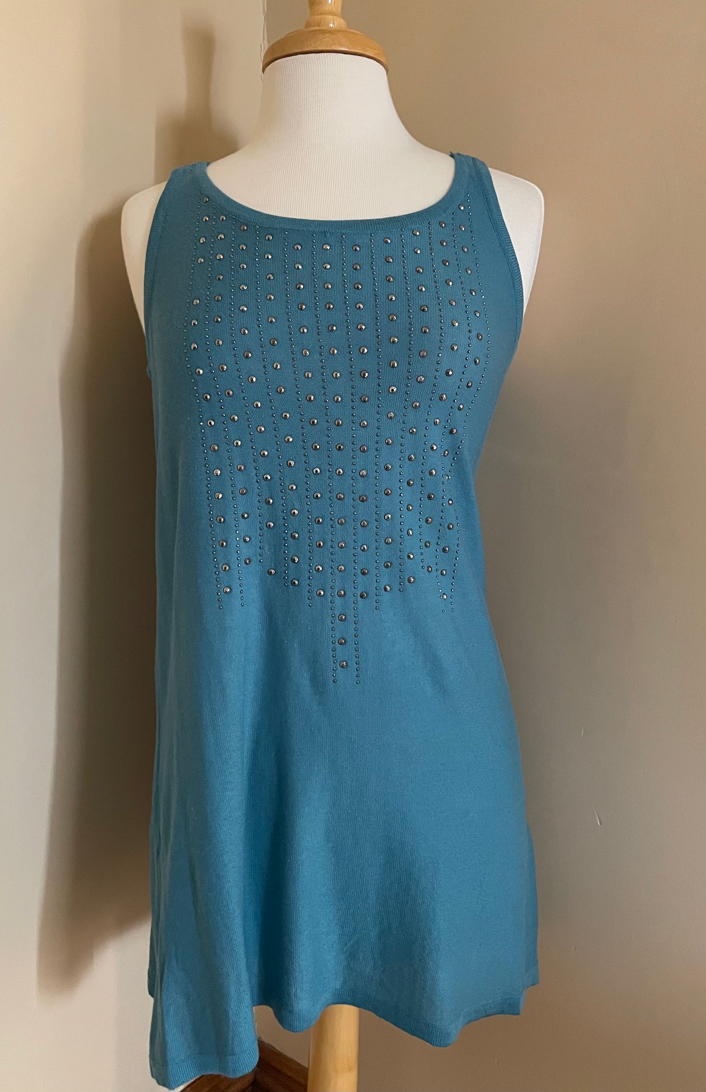 Beaded Lace Tank - Teal