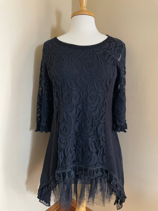 Layered Lace Dress / Tunic Black