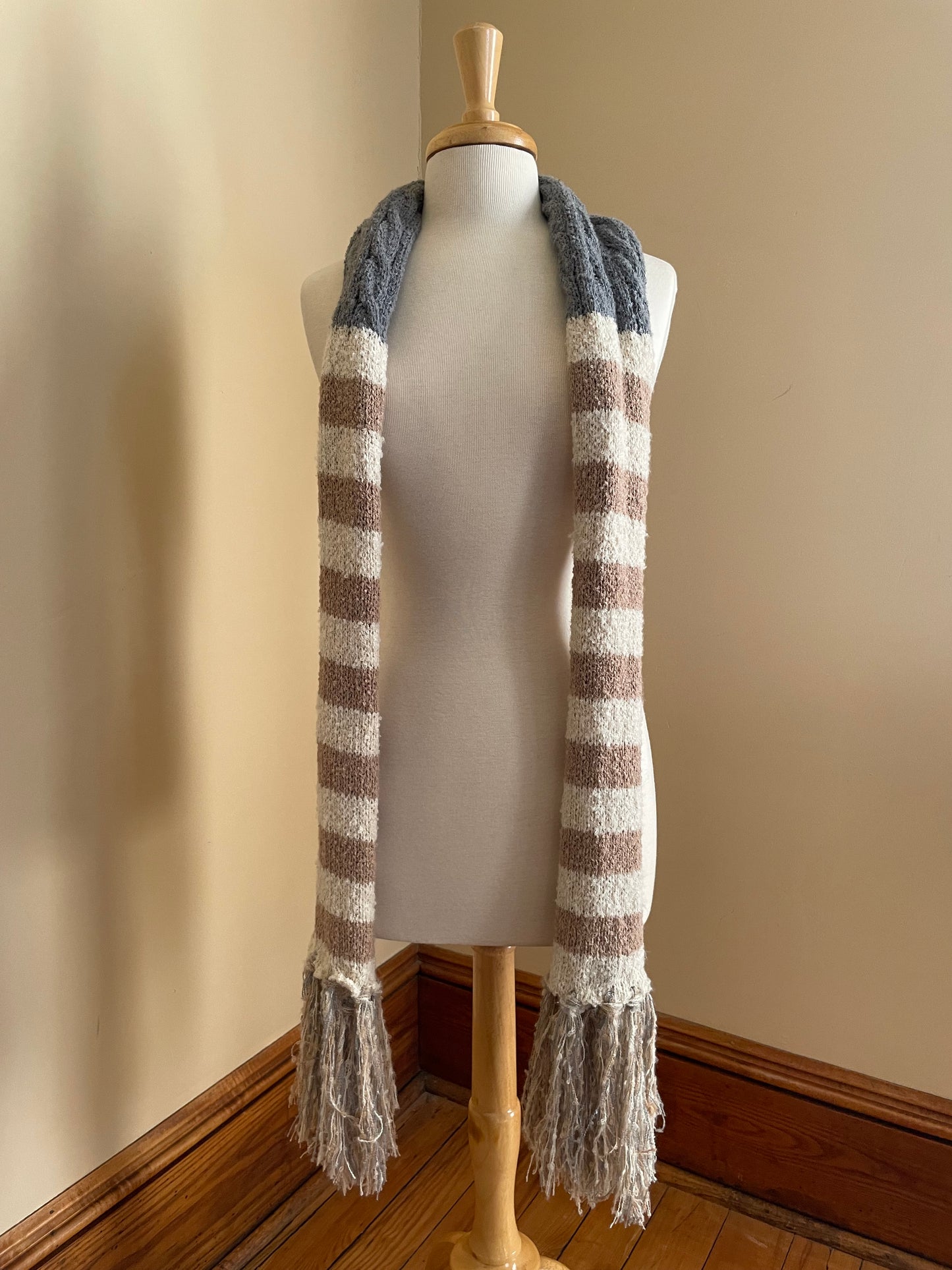 Striped Scarf with Fringe