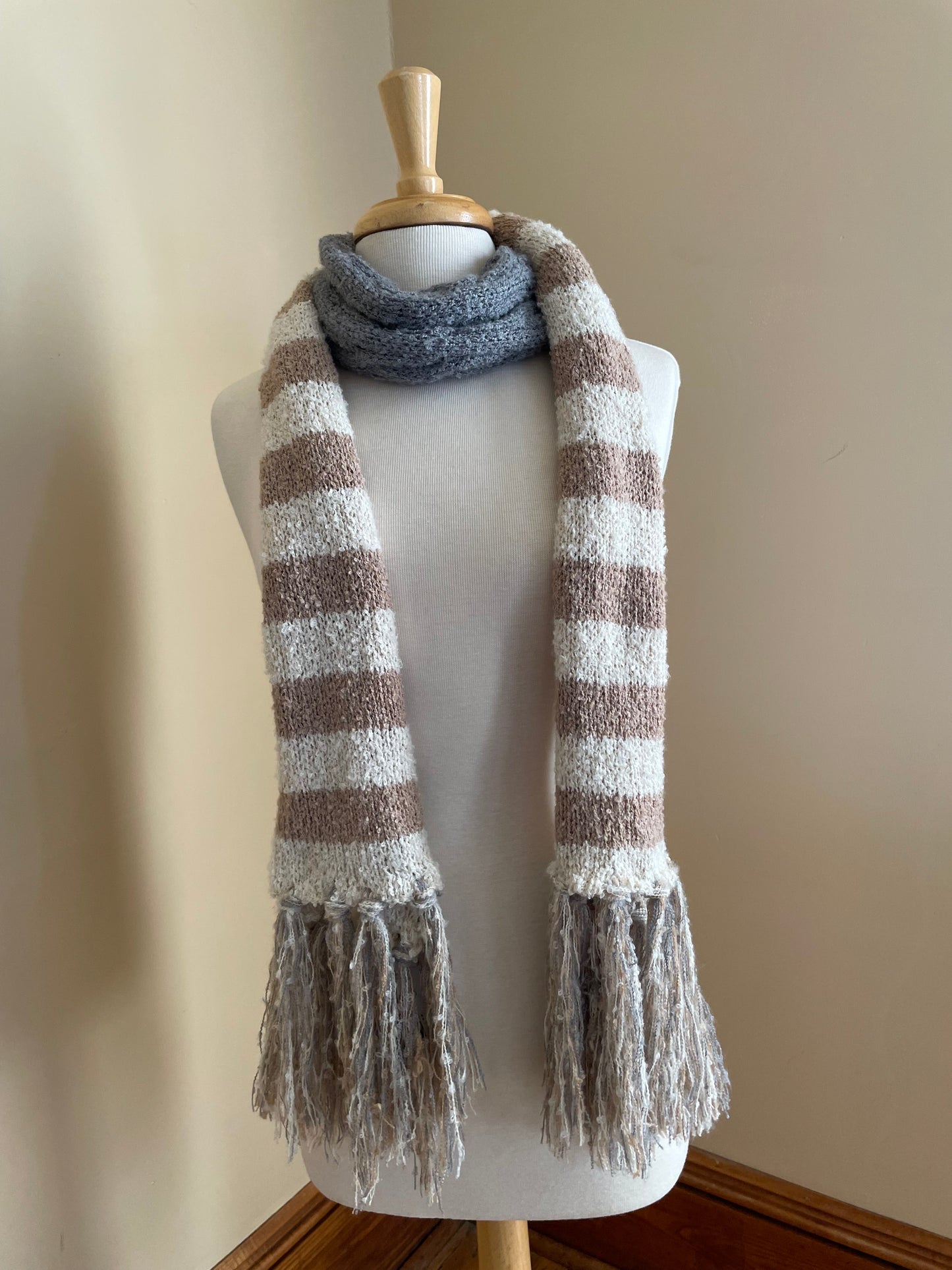 Striped Scarf with Fringe