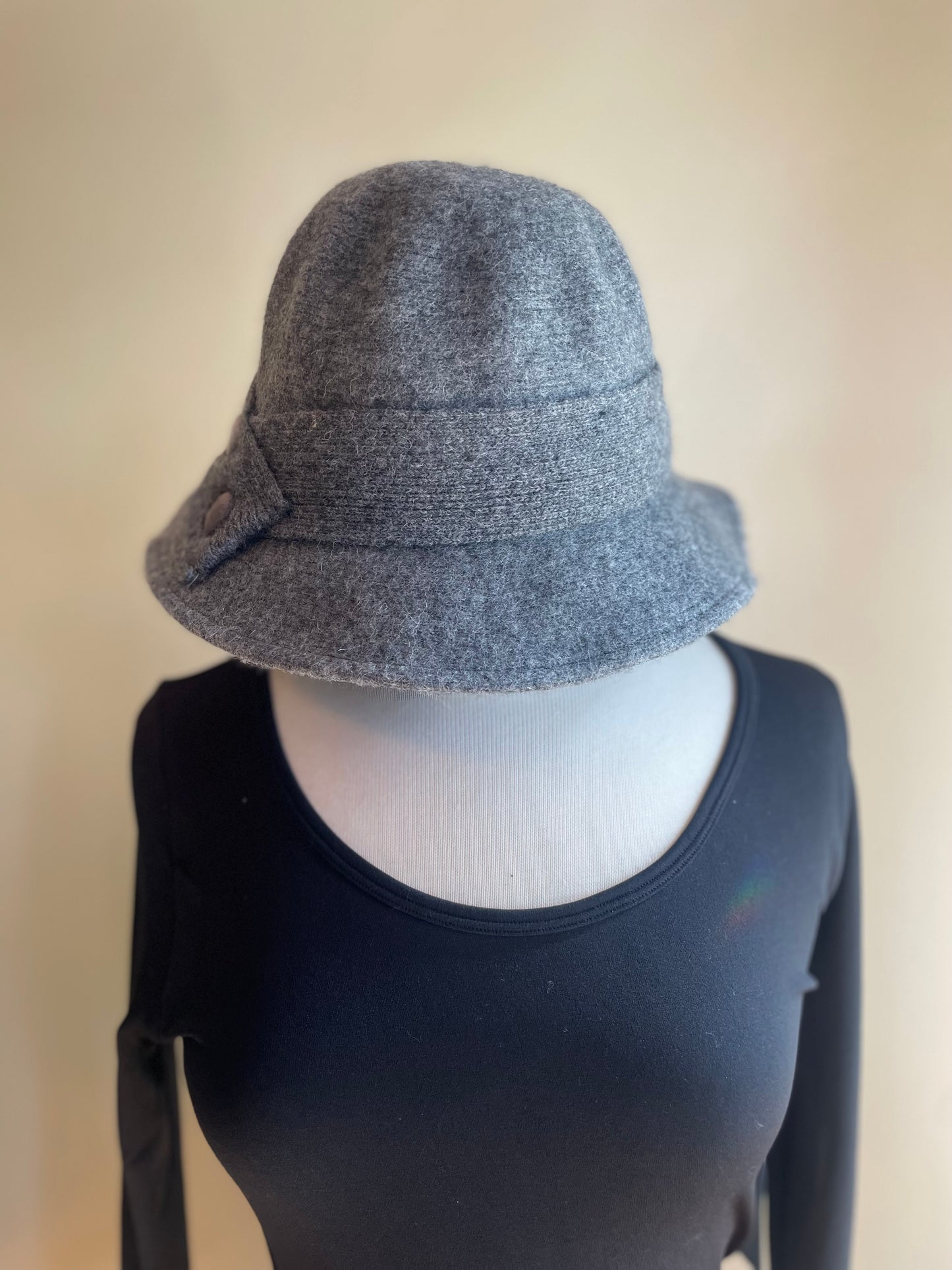 Two Button Hat - Grey