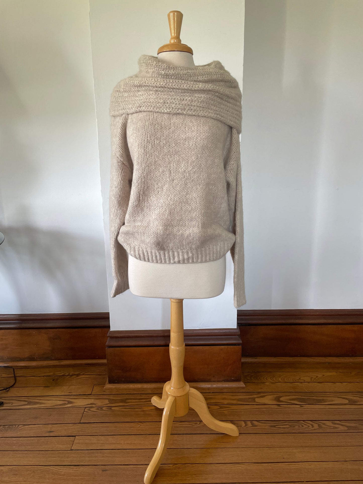 Cowl Neck Sweater-Beige