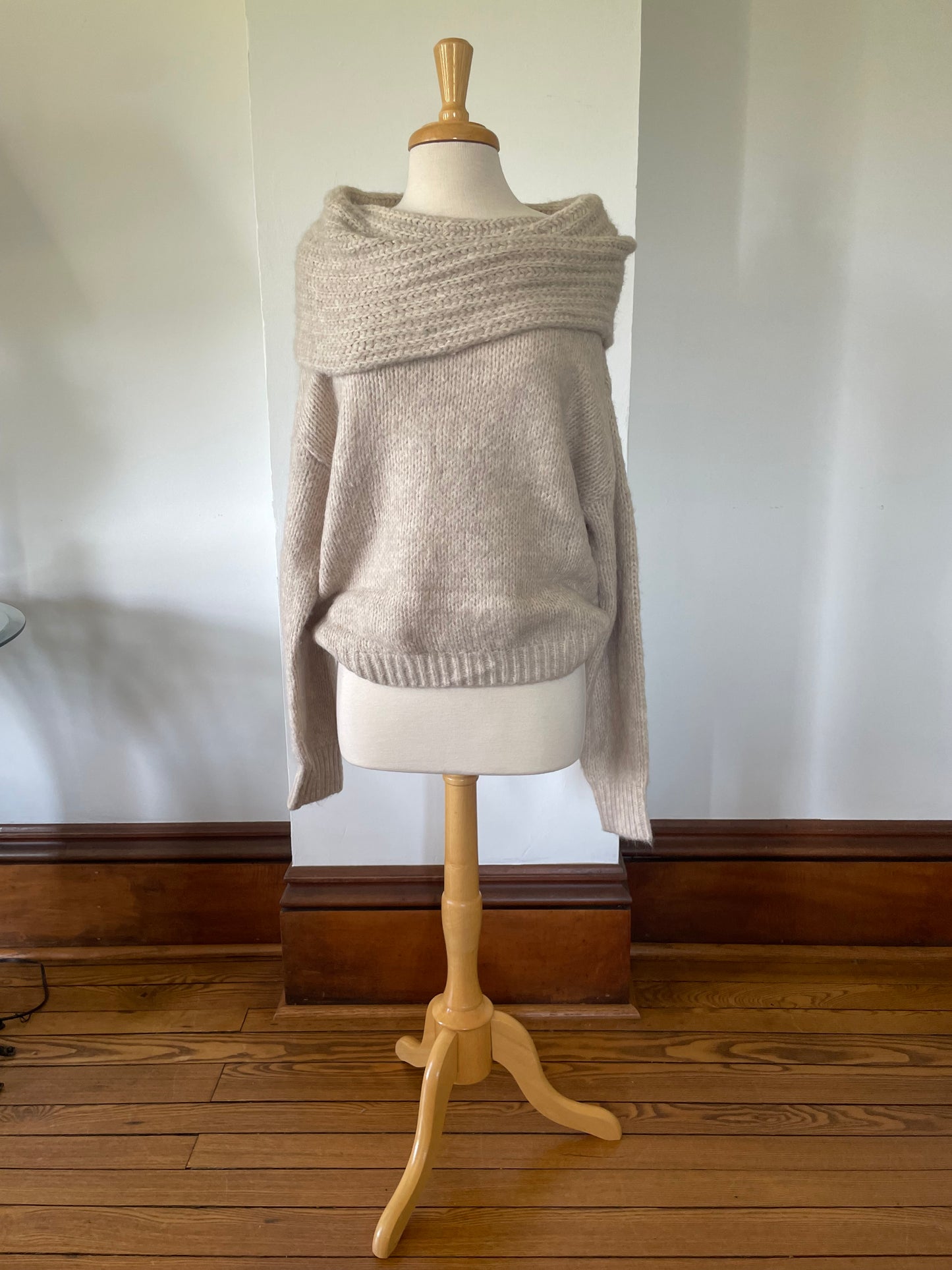 Cowl Neck Sweater-Beige